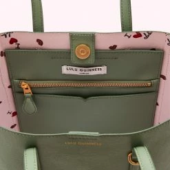 Lulu Guinness BAGS SAGE LEATHER I LOVE LULU GARBO TOTE BAG
