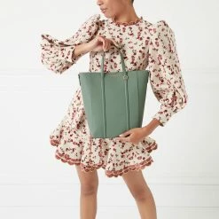 Lulu Guinness BAGS SAGE LEATHER I LOVE LULU GARBO TOTE BAG