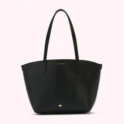 Lulu Guinness BLACK LEATHER SMALL IVY TOTE BAG BAGS