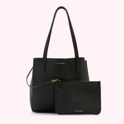 Lulu Guinness BLACK LEATHER SMALL IVY TOTE BAG BAGS