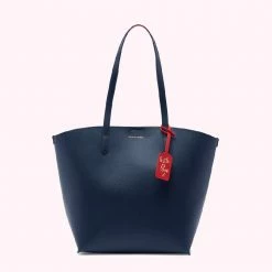 Lulu Guinness NAVY MEDIUM AGNES TOTE BAG BAGS