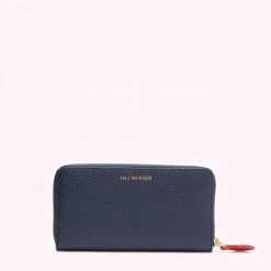 Lulu Guinness ACCESSORIES NAVY CUPIDS BOW CONTINENTAL WALLET