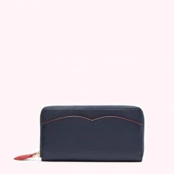 Lulu Guinness ACCESSORIES NAVY CUPIDS BOW CONTINENTAL WALLET