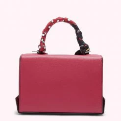 Lulu Guinness RASPBERRY MEDIUM TURNLOCK QUEENIE HANDBAG