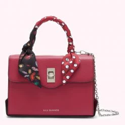 Lulu Guinness RASPBERRY MEDIUM TURNLOCK QUEENIE HANDBAG