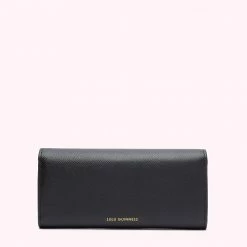 Lulu Guinness BLACK LIP TURNLOCK LUCIA WALLET Timeless Black