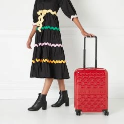 Lulu Guinness RED LULU LIPS CABIN SPINNER CASE
