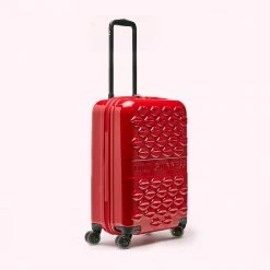 Lulu Guinness RED LULU LIPS CABIN SPINNER CASE