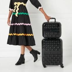 Lulu Guinness BLACK LULU LIPS CABIN SPINNER CASE