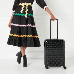 Lulu Guinness BLACK LULU LIPS CABIN SPINNER CASE