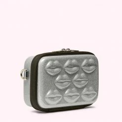 Lulu Guinness SILVER GLITTER CABIN ESSENTIALS CROSSBODY BAG BAGS