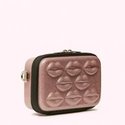 Lulu Guinness CHAMPAGNE GLITTER CABIN ESSENTIALS CROSSBODY BAG