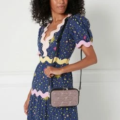 Lulu Guinness CHAMPAGNE GLITTER CABIN ESSENTIALS CROSSBODY BAG