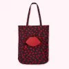 Lulu Guinness BLACK MULTI HANDPAINTED LIPS FOLDAWAY SHOPPER 2 Lulu Guinness BLACK MULTI HANDPAINTED LIPS FOLDAWAY SHOPPER