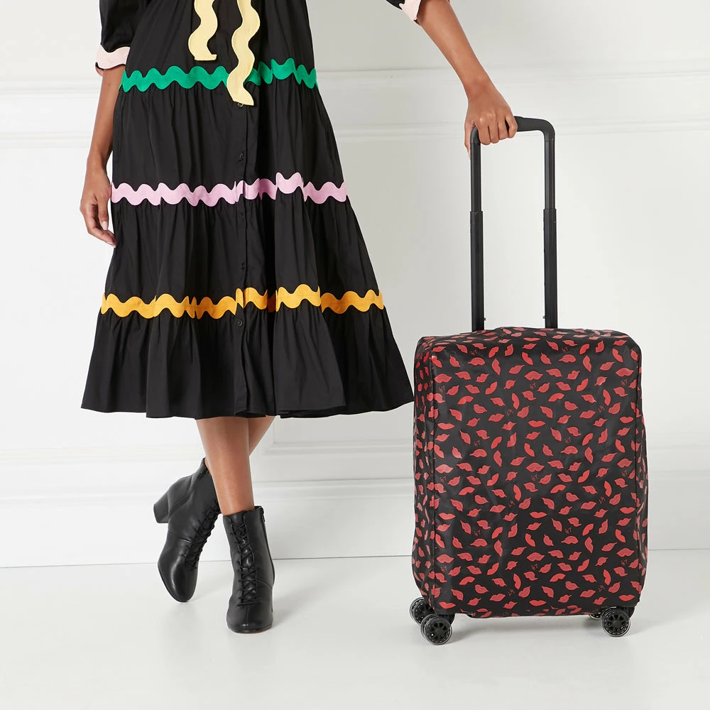 Lulu Guinness BLACK AND RED HANDPAINTED LIPS CABIN CASE COVER (COVER ONLY) Timeless Black 6 Lulu Guinness BLACK AND RED HANDPAINTED LIPS CABIN CASE COVER (COVER ONLY) Timeless Black