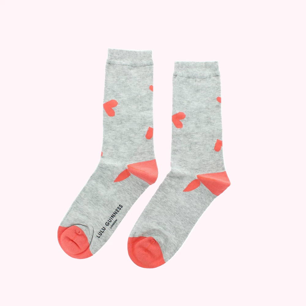 Lulu Guinness GREY CUT OUT HEARTS ANKLE SOCKS 3 Lulu Guinness GREY CUT OUT HEARTS ANKLE SOCKS