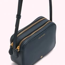 Lulu Guinness NAVY LEATHER COLE CROSSBODY BAG