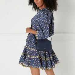 Lulu Guinness NAVY LEATHER COLE CROSSBODY BAG