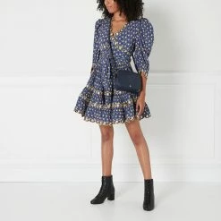 Lulu Guinness NAVY LEATHER COLE CROSSBODY BAG