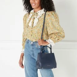 Lulu Guinness NAVY MEDIUM LEATHER RUBY 17 Lulu Guinness NAVY MEDIUM LEATHER RUBY