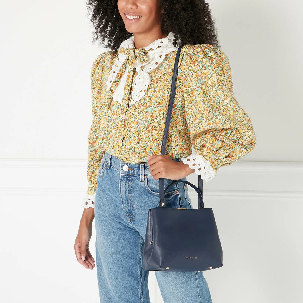 Lulu Guinness NAVY MEDIUM LEATHER RUBY 10 Lulu Guinness NAVY MEDIUM LEATHER RUBY