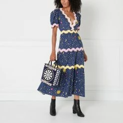 Lulu Guinness NAVY BULLSEYE BIBI TOTE BAGS