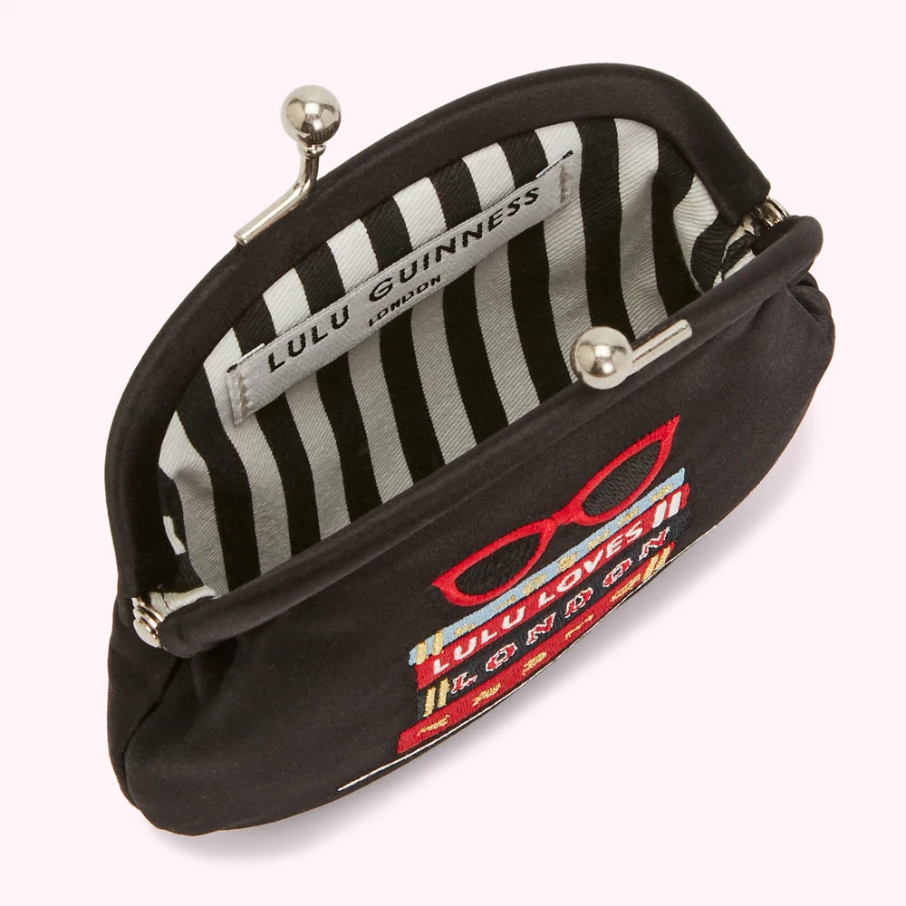 Lulu Guinness BLACK LONDON DIARY FRAMED PURSE 6 Lulu Guinness BLACK LONDON DIARY FRAMED PURSE