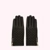 Lulu Guinness Timeless Black BLACK EMBROIDERED LIPS LEATHER GLOVES