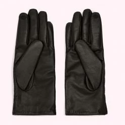 Lulu Guinness Timeless Black BLACK EMBROIDERED LIPS LEATHER GLOVES