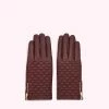 Lulu Guinness ROSEWOOD EMBROIDERED LIPS LEATHER GLOVES