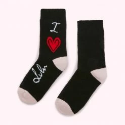 Lulu Guinness BLACK I LOVE LULU COSY SOCKS