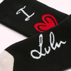 Lulu Guinness BLACK I LOVE LULU COSY SOCKS