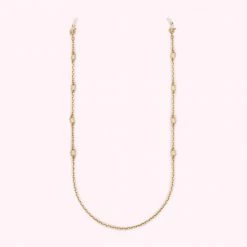 Lulu Guinness ACCESSORIES ANTIQUE GOLD LIPS GLASSES CHAIN