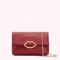 Lulu Guinness CHINA RED LEATHER ISSY CLUTCH BAGS