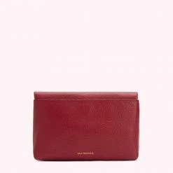 Lulu Guinness CHINA RED LEATHER ISSY CLUTCH BAGS