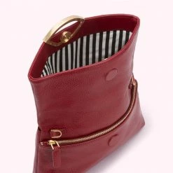 Lulu Guinness CHINA RED LEATHER ISSY CLUTCH BAGS