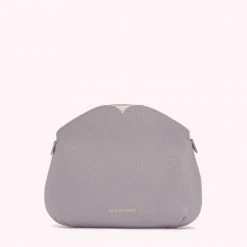 Lulu Guinness LAVENDAR GREY PEEKABOO LIP CLOVER CLUTCH BAG