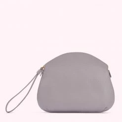 Lulu Guinness LAVENDAR GREY PEEKABOO LIP CLOVER CLUTCH BAG