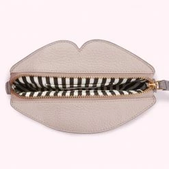 Lulu Guinness LAVENDAR GREY PEEKABOO LIP CLOVER CLUTCH BAG