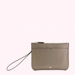 Lulu Guinness PEWTER LEATHER AVA POCHETTE ACCESSORIES