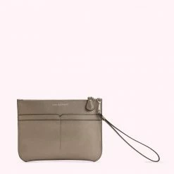 Lulu Guinness PEWTER LEATHER AVA POCHETTE ACCESSORIES
