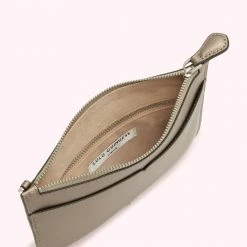 Lulu Guinness PEWTER LEATHER AVA POCHETTE ACCESSORIES