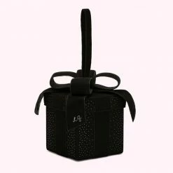 Lulu Guinness BLACK PRESENT CLUTCH WITH SWAROVSKI® CRYSTALS