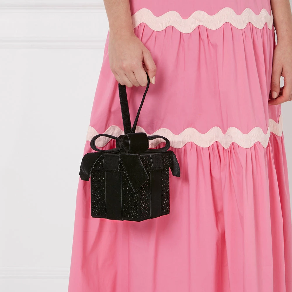 Lulu Guinness BLACK PRESENT CLUTCH WITH SWAROVSKI® CRYSTALS 8 Lulu Guinness BLACK PRESENT CLUTCH WITH SWAROVSKI® CRYSTALS