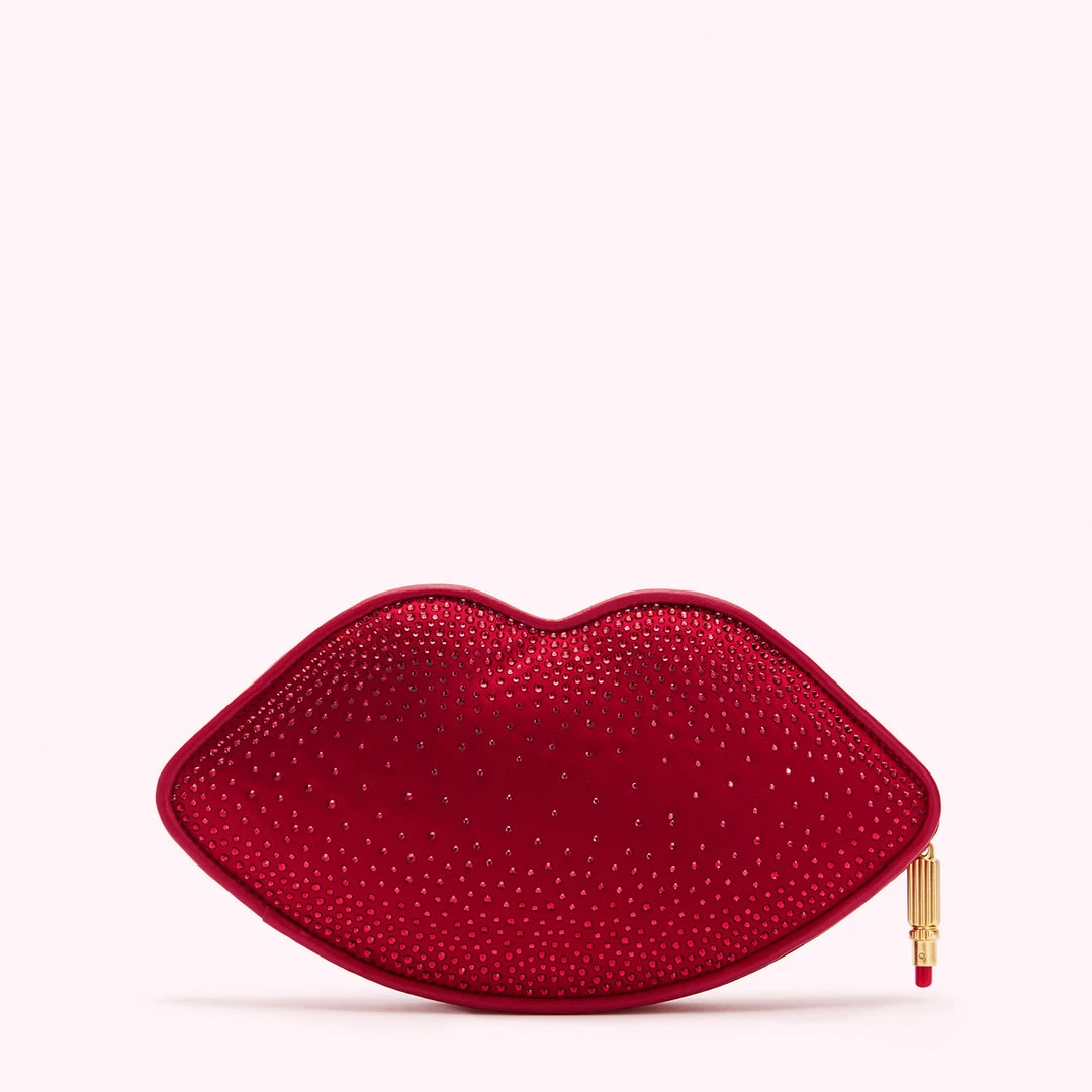 Lulu Guinness LULU RED MEDIUM SATIN LIPS CLUTCH BAG WITH SWAROVSKI® CRYSTALS 4 Lulu Guinness LULU RED MEDIUM SATIN LIPS CLUTCH BAG WITH SWAROVSKI® CRYSTALS