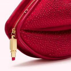Lulu Guinness LULU RED MEDIUM SATIN LIPS CLUTCH BAG WITH SWAROVSKI® CRYSTALS 14 Lulu Guinness LULU RED MEDIUM SATIN LIPS CLUTCH BAG WITH SWAROVSKI® CRYSTALS