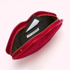 Lulu Guinness LULU RED MEDIUM SATIN LIPS CLUTCH BAG WITH SWAROVSKI® CRYSTALS 13 Lulu Guinness LULU RED MEDIUM SATIN LIPS CLUTCH BAG WITH SWAROVSKI® CRYSTALS