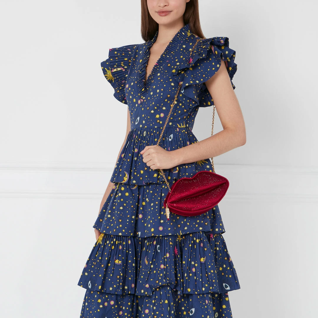 Lulu Guinness LULU RED MEDIUM SATIN LIPS CLUTCH BAG WITH SWAROVSKI® CRYSTALS 8 Lulu Guinness LULU RED MEDIUM SATIN LIPS CLUTCH BAG WITH SWAROVSKI® CRYSTALS