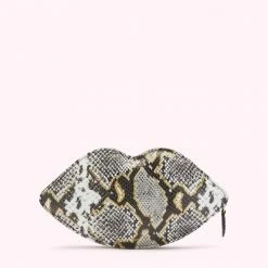 Lulu Guinness BAGS FAUX SNAKE PRINT LIPS CLUTCH BAG