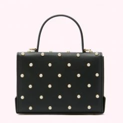 Lulu Guinness BLACK PEARL MEDIUM LIP TURNLOCK QUEENIE HANDBAG